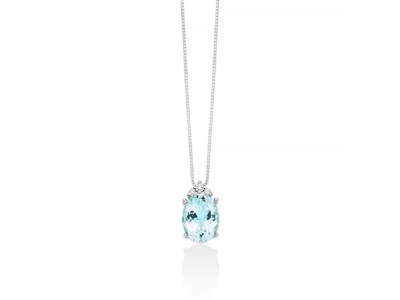 Collana Miluna Donna Acquamarina in Oro bianco Diamante CLD4725 - CLD4725